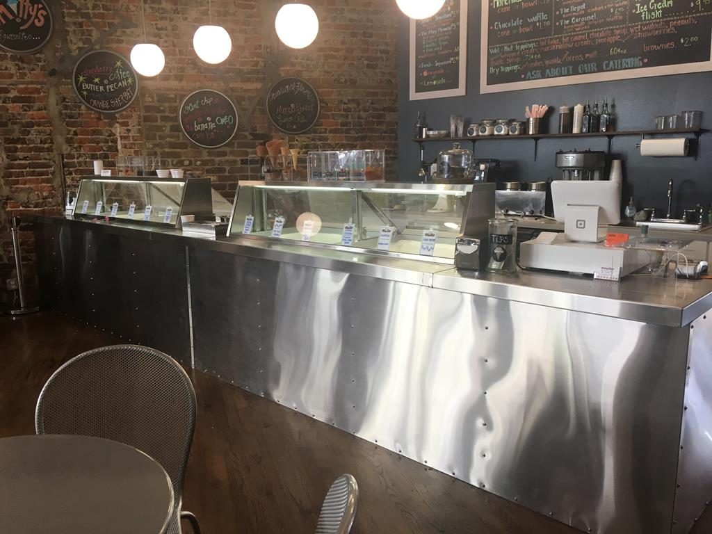 metal ice cream counter