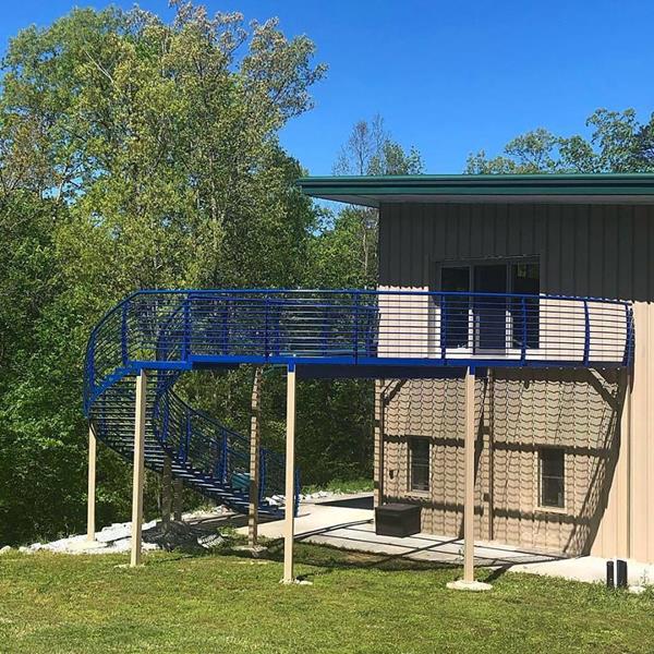 exterior blue staircase