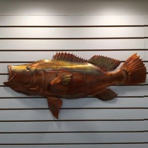 copper peacock bass wall art
