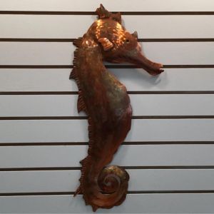 copper seahorse wall art