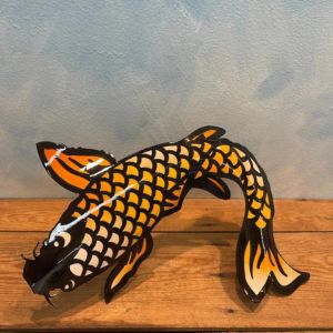 koi fish metal garden stake