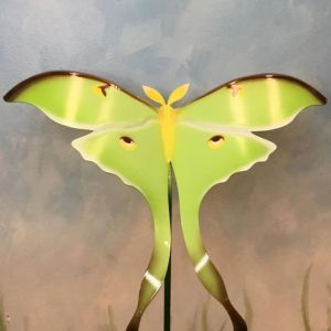 luna moth garden stake