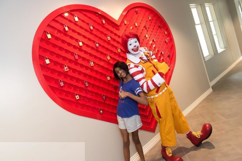 ronald mcdonald with beechwood love lock heart