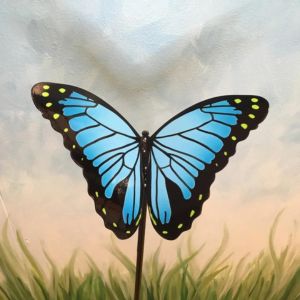 small morpho butterfly garden stake